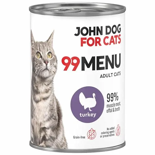 John Dog für Katzen 99 Menü Nassfutter für erwachsene Katzen mit Pute 400g