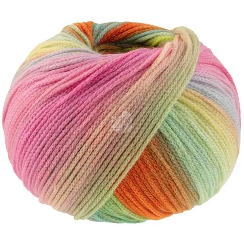 LANA GROSSA Farfalla | Leichtes Kettengarn aus weicher Merinowolle mit effektvollem Streifenmuster | Handstrickgarn aus 94% Schurwolle & 6% Polyamid| 50g Wolle zum Stricken & Häkeln | 250m Garn FB 5