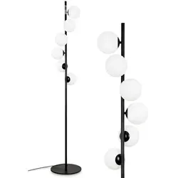 hofstein Stehlampe aus Metall/Riffelglas in Schwarz/Weiß - Moderne Stehlampe für den Innenbereich mit eleganten Glasschirmen und Fußschalter. Ideal für Esszimmer, Flur oder Wohnzimmer. Höhe: 160 cm, Durchmesser: 28 cm, 6x G9 Fassung, Leuchtmittel nicht enthalten.