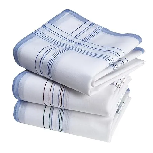 Taschentücher für Herren, Premium, 100 % gekämmte Baumwolle, 45 cm x 45 cm, 3-teilig, Modell V11418, sortiert, 45cm x 45cm