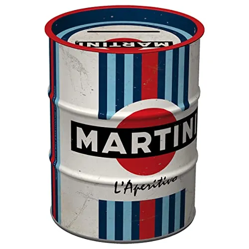 Nostalgic-Art Retro Spardose, 600 ml, Martini – L'Aperitivo Racing Stripes – Geschenk-Idee als Bar-Zubehör, Sparschwein aus Metall, Vintage Blech-Sparbüchse