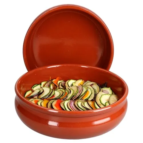 Produktbild MamboCat Cazuela Schale Berlin bauchig Tonware I 2er Set I Ø 24 cm I Größe XL I Mediterran I Glasiert I Unikat Handarbeit I Antike/Vintage I Mittelalter I Wikinger