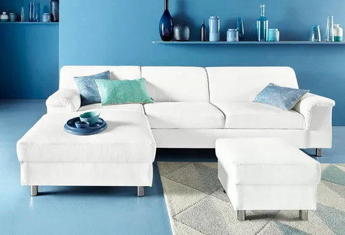 DOMO collection Ecksofa Jamie, modern und elegant, Fußhöhe 9cm, L-Form, wahlweise mit Bettfunktion