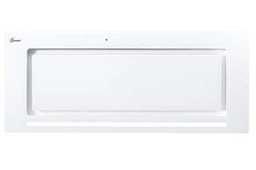 Gurari 217 Weiße Einbau Dunstabzugshaube,Lüfterbaustein,Deckenhaube 70cm,Rahmen und Frontblende in Weißglas,Einbauhaube,3 Stufen, 1000m³/h,Einbauhaube,Ablufthaube,Umlufthaube, 6 Watt LED,Fernbedienung