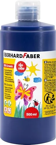 EBERHARD FABER 574951 - Transparentmalfarbe EFA Cromix blau, 500 ml, nicht mischbare Bastelfarbe für Kinder