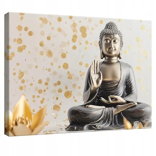 WallArena - Leinwand Bilder - Buddha - 120x80 cm Leinwandbilder - Bild auf leinwand - Wandbild XXL groß Wandbilder für Wohnzimmer Schlafzimmer Wohnzimmerbilder Modern kunstdruck - Zen Spa Orient