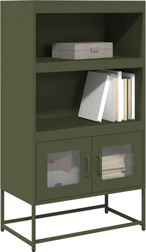 vidaXL Highboard Olivgrün 68x39x123 cm aus Stahl in grün von vidaXL