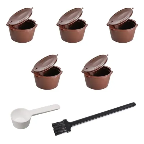 Tassen Kaffeefilter, 1 Messlöffel, 1 Reinigungsbürste, wiederverwendbarer Kaffeetassen-Adapter für Kaffeemaschine, tragbarer Kaffeefilter 5