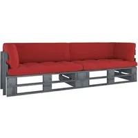 vidaXL 2-Sitzer-Palettensofa mit Kissen Grau aus imprägniertem Kiefernholz - Entspanne im Freien mit diesem stilvollen 2-Sitzer-Sofa aus Holzpaletten. Langlebiges, witterungsbeständiges Kiefernholz und komfortable Kissen bieten höchsten Sitzkomfort für Garten und Terrasse.
