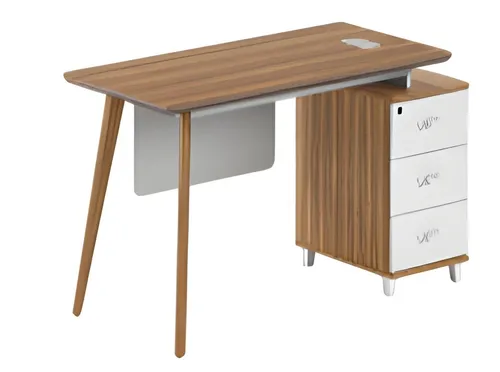 Moderner Holzschreibtisch mit Stauraum und eleganten weißen Schubladen - Stylischer Schreibtisch aus massivem Holz mit praktischen weißen Schubladen. Perfekt für Ihr Arbeitszimmer – ideal für Ordnung und Eleganz.