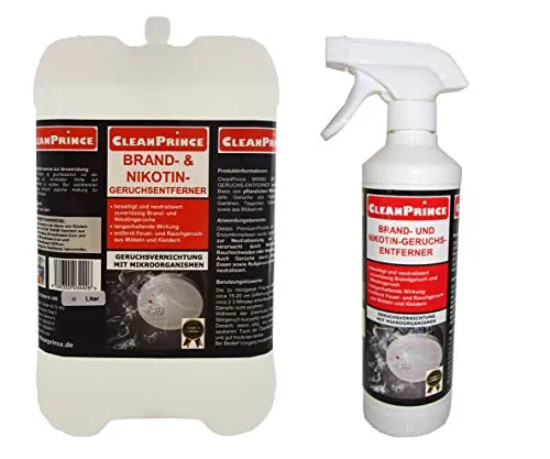 CleanPrince 5,5 Liter Geruchsentferner - Spray Lufterfrischer, beseitigt zuverlässig Brand- und Nikotingeruch mit langanhaltender Wirkung, ideal für Möbel und Textilien.