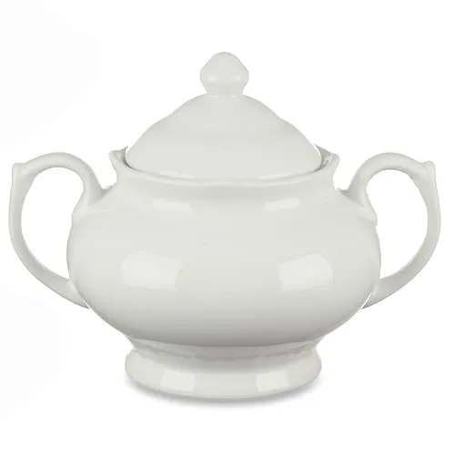 Annastore Zuckerdose aus Porzellan mit Henkel - Vintage-Design - 450 ml - 14,5 x 11 x 11 cm