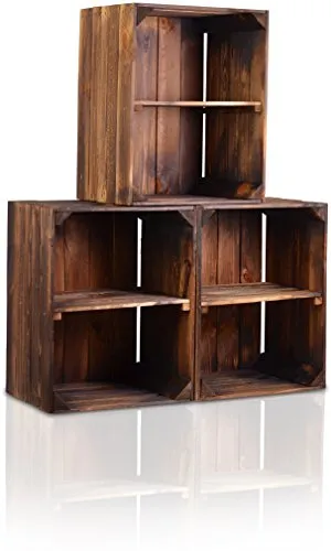 CHICCIE 3 Set Holzkiste im Vintage Look - Elegante und vielseitige Holzkisten im Vintage-Design, ideal zur stilvollen Aufbewahrung und Dekoration in jedem Raum. Robuste Qualität aus hochwertigem Holz ermöglicht zahlreiche Anwendungsmöglichkeiten.