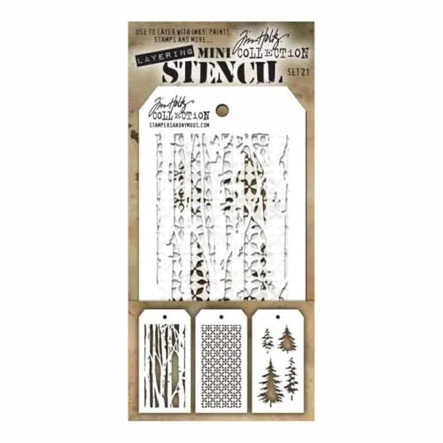 Stampers Anonymous 425539 Mini-Schablonen-Set 21, Kunststoff, Mehrfarbig, 21.5 x 9.2 x 0.1 cm