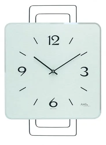 Pendeluhr - AMS Modell: 9690 - Wanduhr im modernen Design, kombiniert Holz, Metall und Aluminium für stilvolle Akzente in Wohn- oder Arbeitsräumen. Präzises Quarzwerk und gut lesbare arabische Ziffern sorgen für Funktionalität und Eleganz.