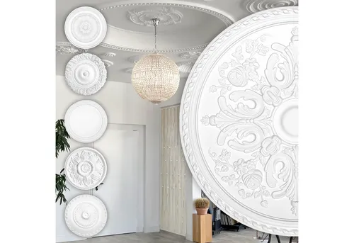 Hexim Perfect Wanddekoobjekt B3015 - Stilvolle Stuckrosette aus PU - Deko-Objekte: Flexible und einfache Montage für beeindruckende Stuckeffekte an Wänden und Decken.