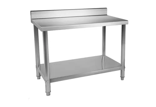 Royal Catering RCAT-100/60-S Arbeitstisch - Arbeitstisch für Lebensmittelzubereitung mit 2 robusten Arbeitsflächen, höhenverstellbar und spritzwassergeschützt – ideal für professionelle Küchen.