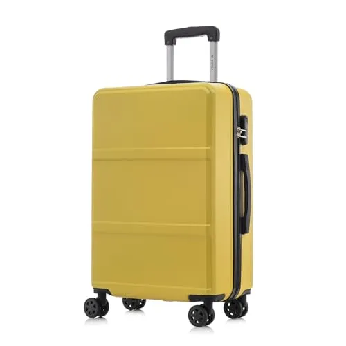 YONSLY Koffer Trolley Reisekoffer L, Gelb – 4 Rollen 360° in gelb von YONSLY