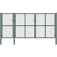 vidaXL Gartentor Stahl 400 x 150 cm Grün - Gartentor aus robustem Hochleistungsstahl, rost- und korrosionsbeständig. Ideal für Sicherheit und stilvollen Zugang zu Ihrem Garten. Inklusive Schloss und 3 Schlüsseln.