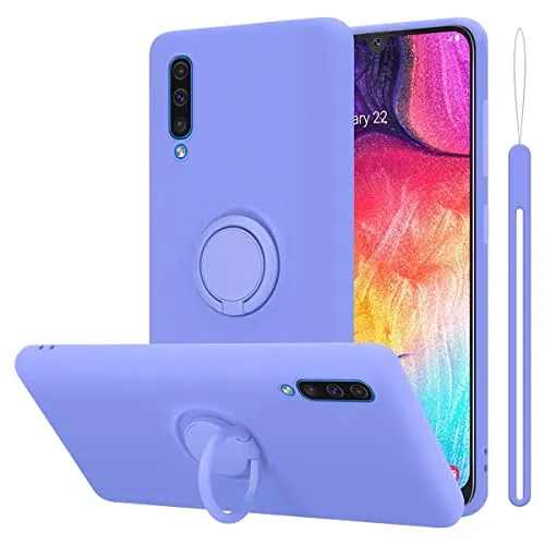 Cadorabo Hülle kompatibel mit Samsung Galaxy A50 4G A50s A30s Schutzhülle TPU Silikon Case Liquid Design mit Ring Slim Liquidsilikon Microfaser Case Hülle für Galaxy A50 4G A50s A30s in Lila