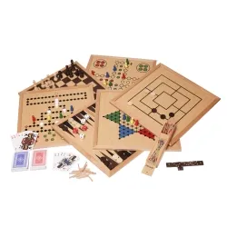Philos-Spiele Holz-Spielesammlung 100 - Premium Edition 3101, vielseitige Spielesammlung mit über 100 Spielmöglichkeiten und hochwertiger Buche-Kassette