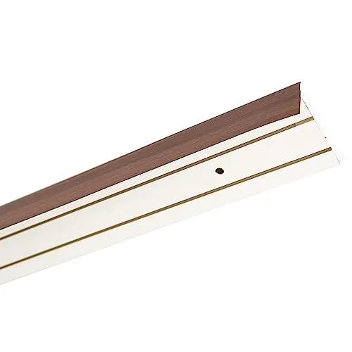 Garesa Gardinenschiene 2-läufig, Weiß I Vorhangschiene aus Kunststoff inkl. Gleiter I Vorgebohrt zur Deckenmontage I Mit Blende Farbe Nussbaum I 100cm