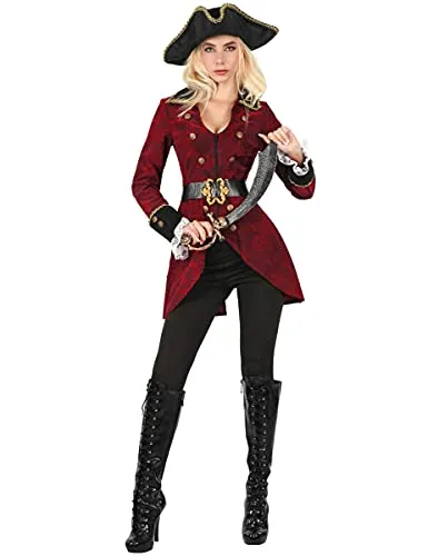 DEGUISE TOI Vegaoo Piratenverkleidung für Damen rot-schwarz-goldfarben