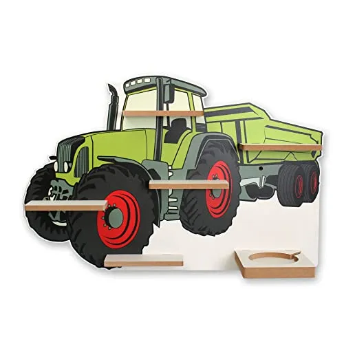 Regal „Traktor“ für Toniebox und Figuren - Bezauberndes Kinderzimmerregal mit fröhlichem Traktor-Motiv, inkl. 40 Metallplättchen zur flexiblen Befestigung der Tonies. Ideal für Ordnung und Übersichtlichkeit im Spielzimmer.