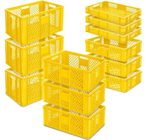 BRB-Lagertechnik Stapelbox 12er Set - Stapelboxen aus hochwertigem, lebensmittelechtem Kunststoff, ideal für sicheres und platzsparendes Lagern von Waren, spülmaschinenfest und temperaturbeständig von -40ºC bis +60ºC.