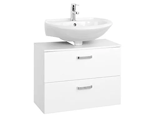 möbelando Waschbeckenunterschrank >Bologna I< in Weiß aus MDF - 70x54x35cm (BxHxT)