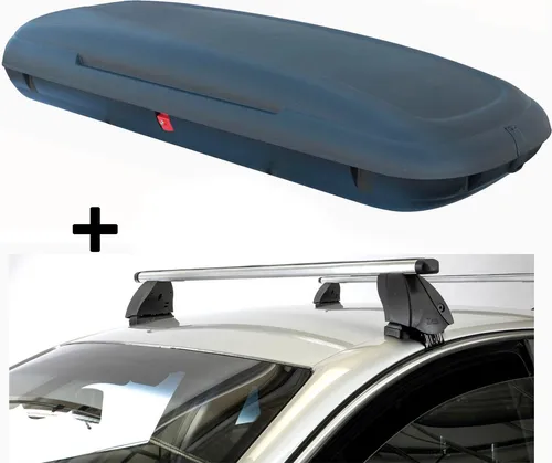 Dachbox VDPCA480 480 Liter Carbonlook + Dachträger K1 PRO für Opel Grandland - Praktisches Set: Dachbox 480 Liter in Carbonoptik mit abschließbarem System + stabiler Aluminium-Dachträger K1 PRO. Ideal für zusätzlichen Stauraum auf Reisen und einfach zu montieren.