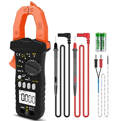 LYCEBELL Stromzange, LC-7200B TRMS Strommesszange Multimeter, Zangenmultimeter für AC DC Spannung & Strom, Widerstand, Kapazität, Temperatur, Diode, Durchgang und NCV
