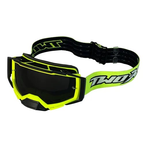 Motocross Brille TWO-X Atom Crossbrille neon VORTEX getönt schwarz