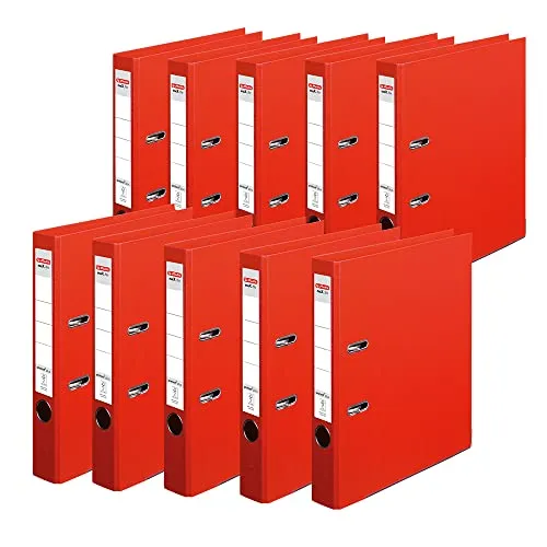 Herlitz Aktenordner maX.file protect plus 50mm rot - Kunststoff Schlitzordner für DIN A4-Formate, extrem strapazierfähig mit griffiger PP-Folie und Qualitätshebelmechanik, ideal für langlebige Ablage.