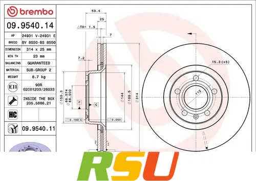 Bremsscheibe BREMBO 09.9540.11 - Hochkarbonisiert für optimale Bremsleistung - Bremsscheiben für vorn, belüftet, hochkarbonisiert für verbesserte Wärmeableitung und hohe Bremsleistung, ideal für sportliche Fahrweise.