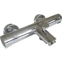 Badewannenarmatur Thermostat Aufputz Chrom Messing - Armaturen für Wandmontage, mit Thermostatfunktion für präzise Temperaturkontrolle und eleganter Chrom-Oberfläche.