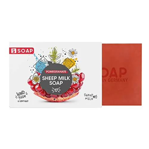 MY SOAP Schafmilchseife, Natural by accentra, handgefertigte Schafmilchseife MY SOAP in Papierschachtel, 100g, Motiv/Duft: Granatapfel