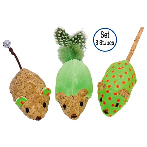Nobby Katzenspielzeug Plüsch Mäuse 3er Set mit Catnip grün 12 cm