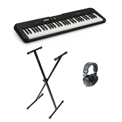 Casio CT-S200 BK Standard - Set mit Keyboardständer und Kopfhörern - Casio CT-S200 BK - 61-Tasten Keyboard im eleganten Piano-Look, ideal für Musiker. Inklusive Ständer und Kopfhörer für den perfekten Sound. USB-Anschluss für einfache Verbindung mit PC.