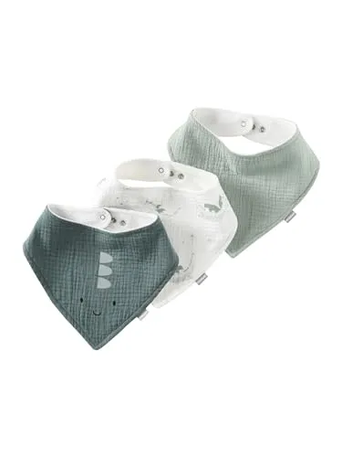 Vertbaudet 3er-Pack Baby Halstücher, Baumwoll-Musselin Oeko-Tex salbeigrün/drache