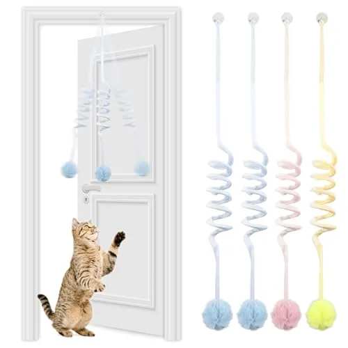 LWMLWM 4 Stück Katzenspielzeug Hängende Türrahmen Selbstbeschäftigung Interaktives Katzenspielzeug Intelligenz Katzen Spielzeug Einziehbar Kätzchen Katzen Spielzeug Kitten, Cat Toys