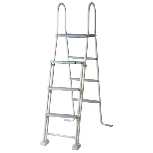 Gre ES1213 – Sicherheitsleiter für Aufstellpools - Robuste Sicherheitsleiter aus verzinktem Stahl mit rutschfesten Stufen und Kindersicherungssystem, ideal für sicheren Zugang zu Pools mit Höhen von 120-132 cm.