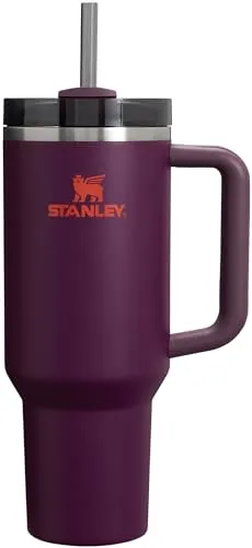 Stanley Quencher H2.0 FlowState vakuumisolierter Becher aus Edelstahl mit Deckel und Trinkhalm, für Wasser, Eistee oder Kaffee, Smoothie und mehr, Pflaume, 1,2 l