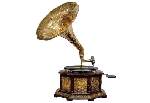 Aubaho Dekoobjekt Nostalgie Grammophon Dekoration mit Trichter Grammofon Antik-Stil (i2)