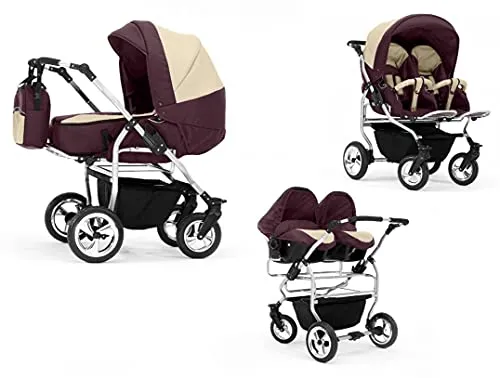 Zwillingskinderwagen 4 in 1 Duo inkl. Autositze - 13 Teile - Kinderwagen 4 in 1 mit vielseitigen Aufsätzen für Wanne, Sportsitze und Autositze. Ideal für Familien mit mehreren Kindern, komfortabel und flexibel einsetzbar.
