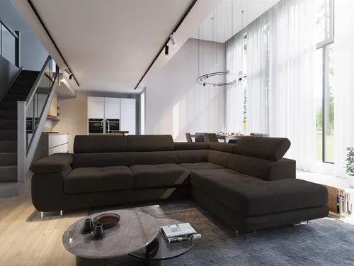 Masseno Ecksofa SELVA mit Schlaffunktion L-Form - Ecksofa mit Bettkasten und Schlaffunktion, ideal für Gästeübernachtungen und platzsparend mit praktischem Stauraum für Bettzeug.