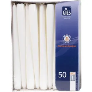 Gies-Kerzen Kerzen 205-339000-10, Spitzkerzen, weiß, Ø 2,2 cm, Höhe 24,5 cm, 50 Stück