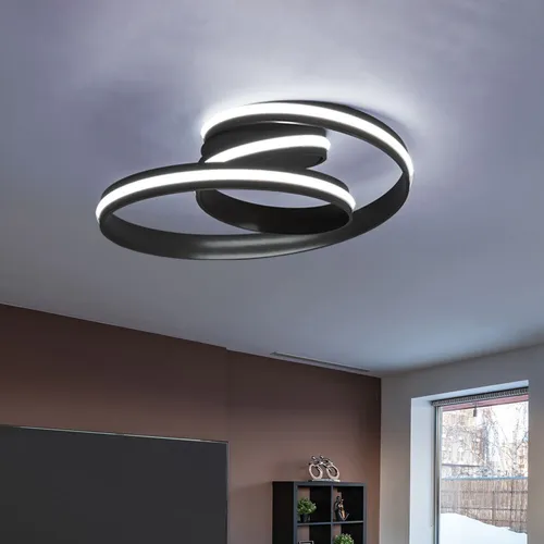 Wofi LED Deckenleuchte dimmbar schwarz - Moderne Deckenlampe mit 3 Stufendimmer über Wandschalter, energiesparend mit 32W und 2100lm, ideal für stilvolle Wohnräume.
