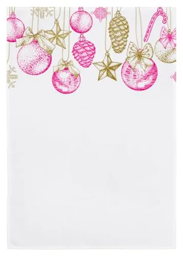 Geschirrtuch weiss, WEIHNACHTSSCHMUCK, gold & neon pink