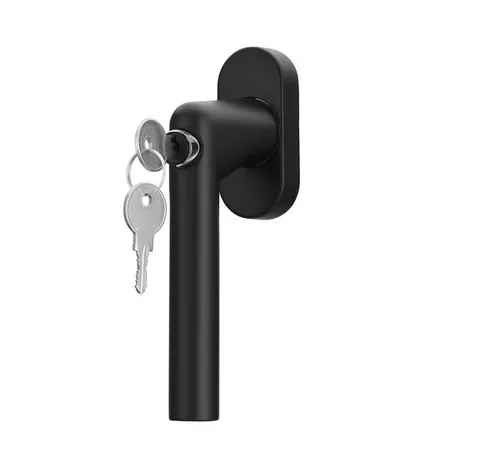 MeinTürgriff Fenstergriff abschließbar Edelstahl Schwarz L-Form - Hochwertiger Dreh-/Kipp-Fenstergriff aus rostfreiem Edelstahl, ideal für Sicherheit mit 100Nm Verdrehwiderstand und abschließbarer Funktion. Perfekt für Fenstersicherungen.